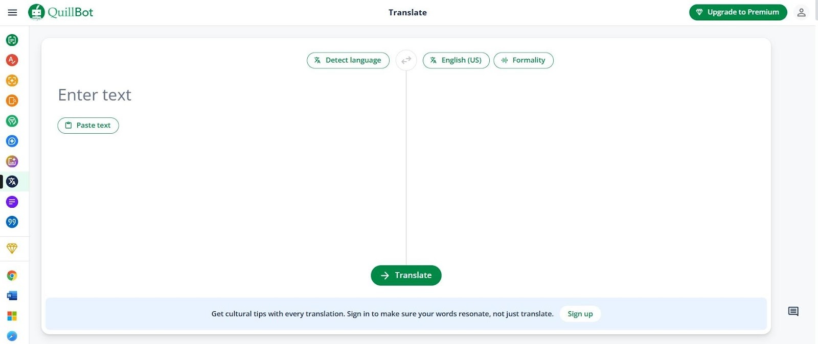 quillbot ai translator homepage