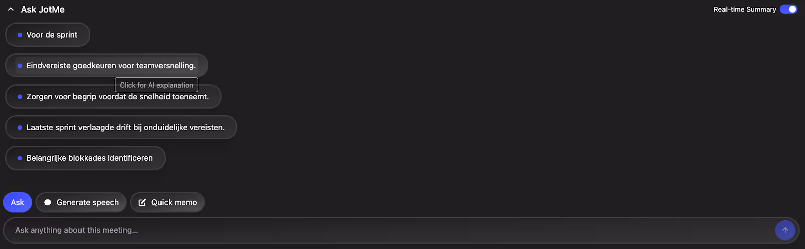 jotme real time summary