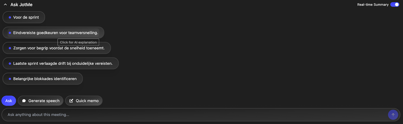 jotme real time summary