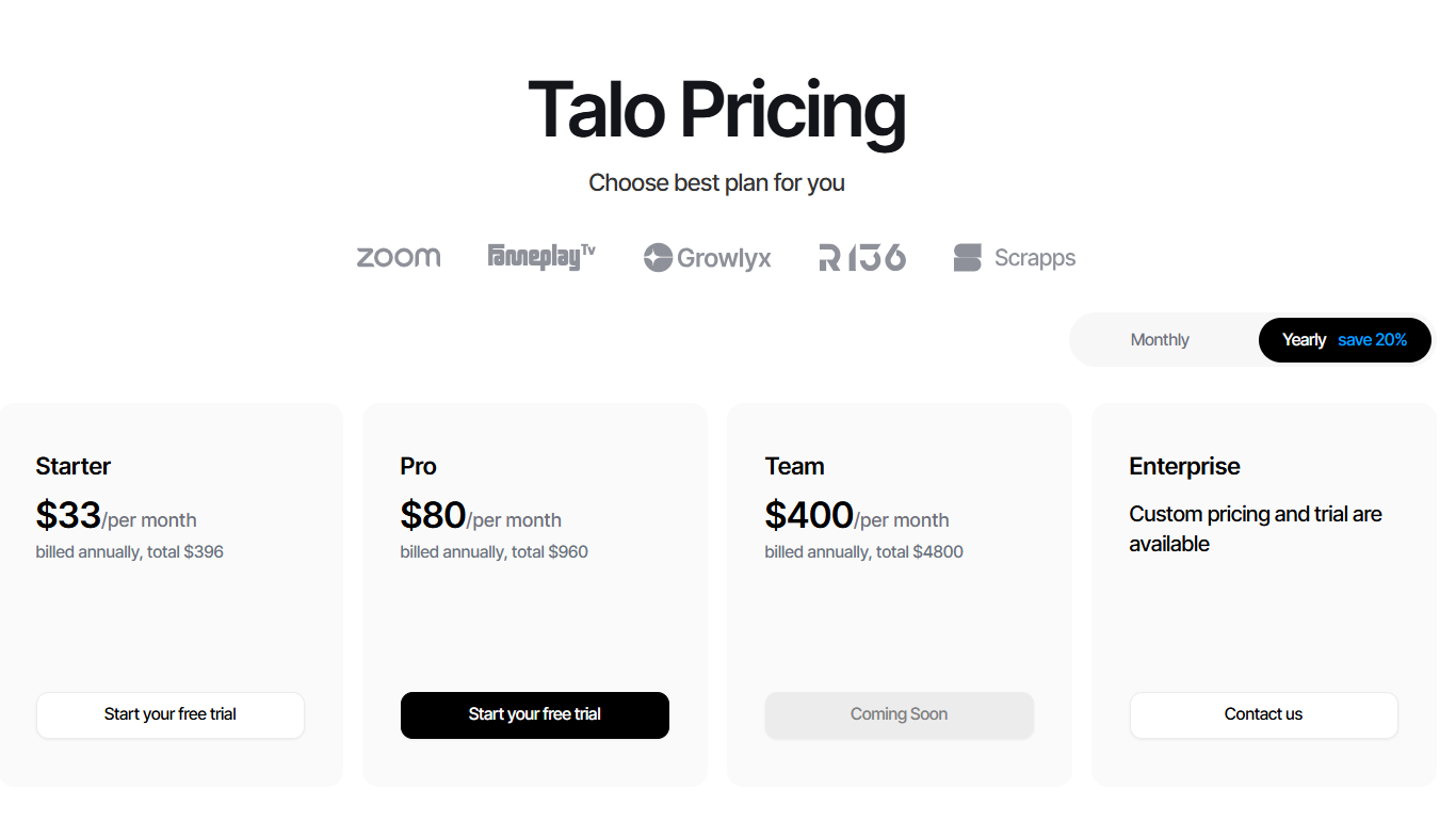 talo pricing