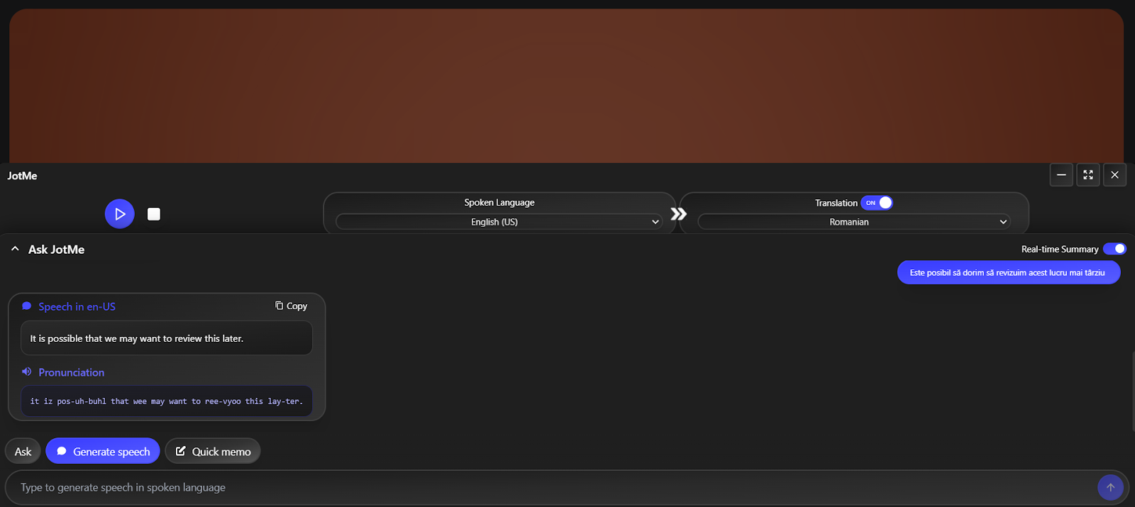 jotme generate speech
