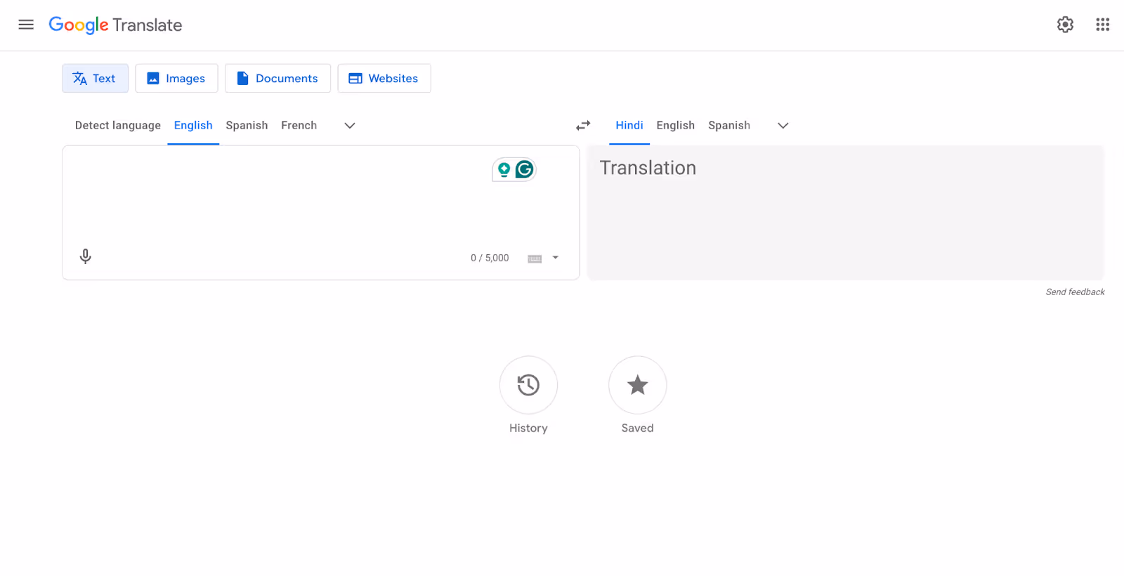 google translate homepage