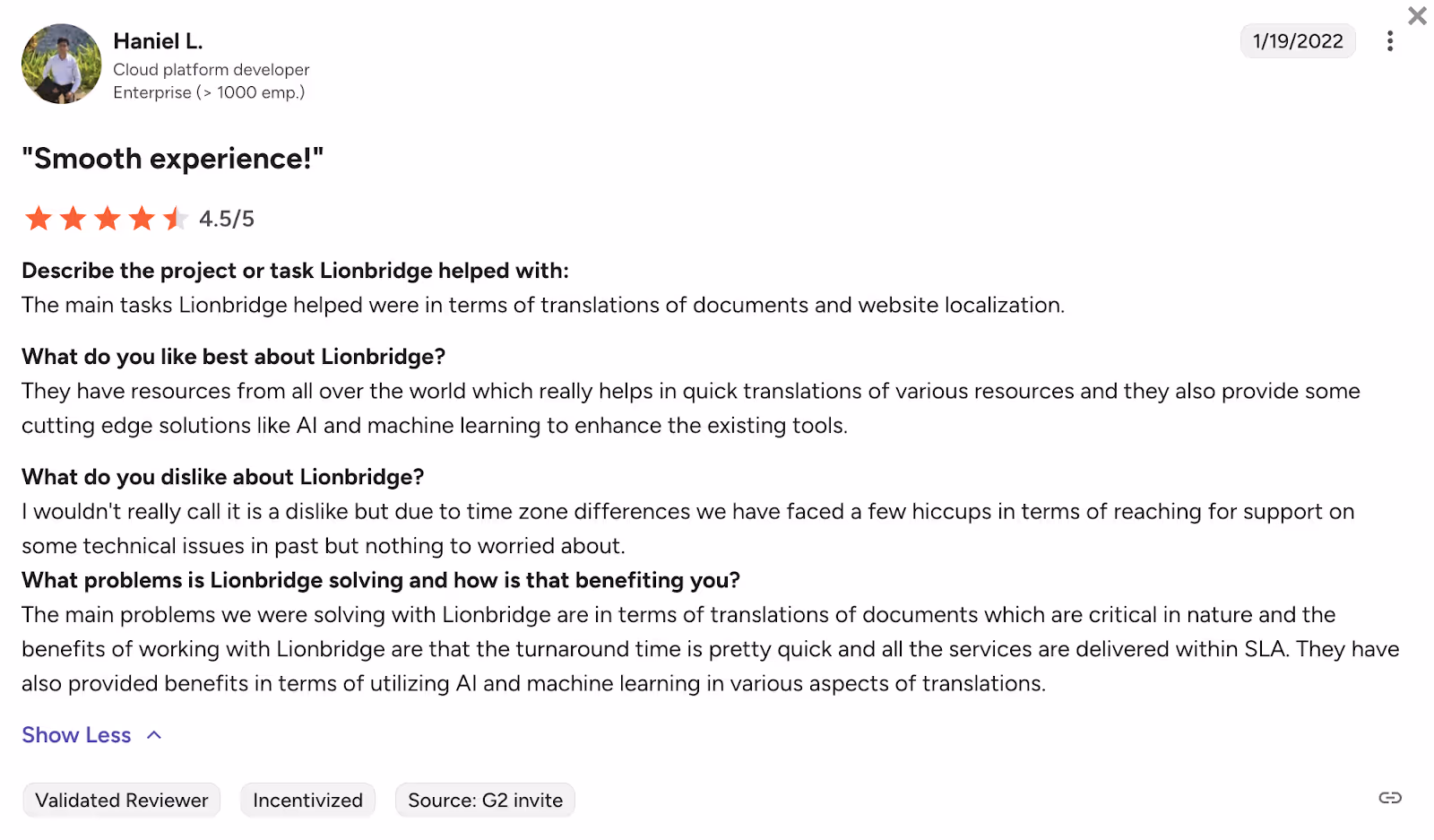 lionbridge g2 review