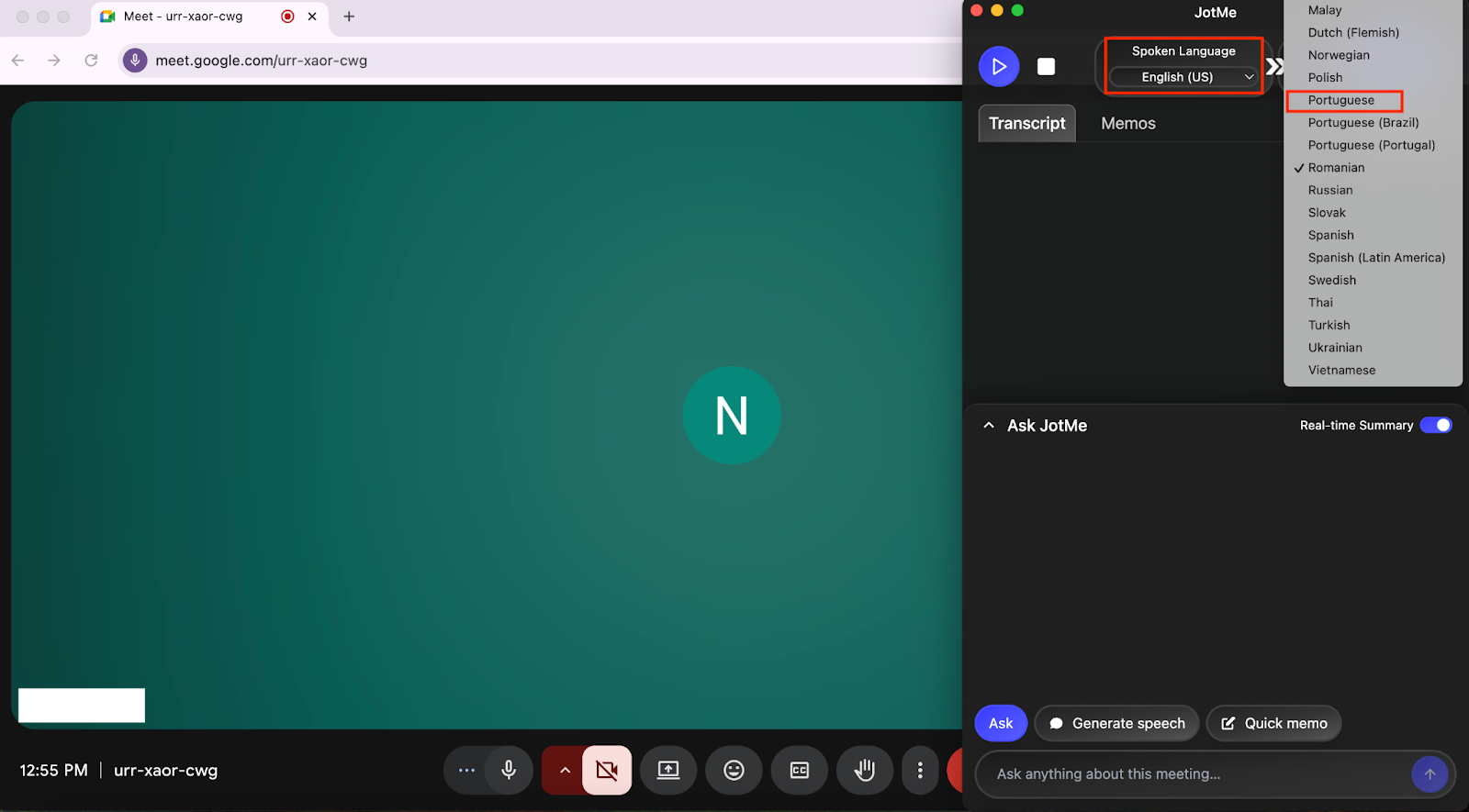 jotme select translation languages