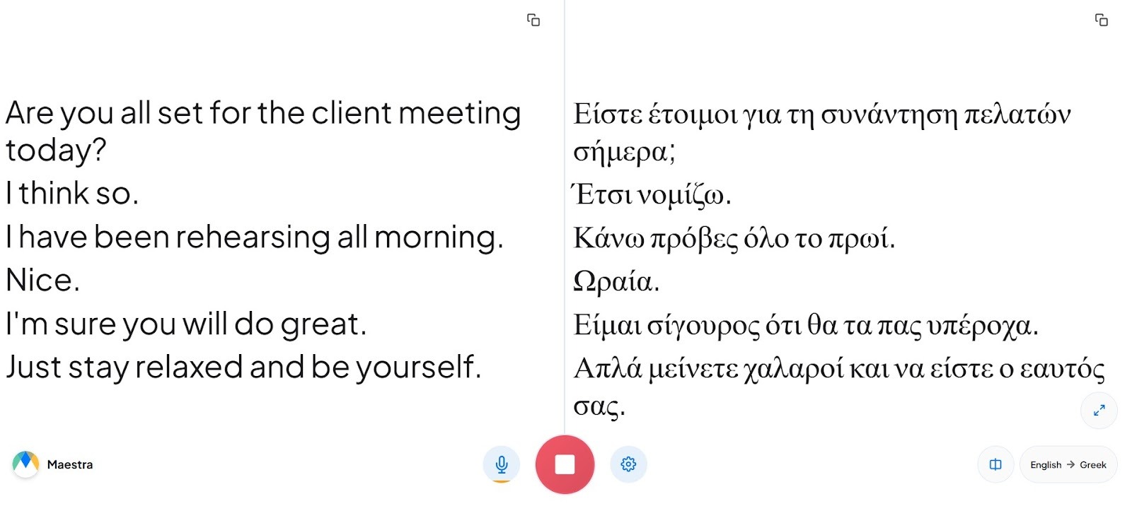 maestra ai casual conversation translation