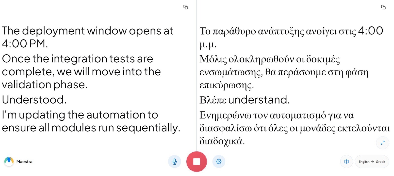 maestra ai technical conversation translation