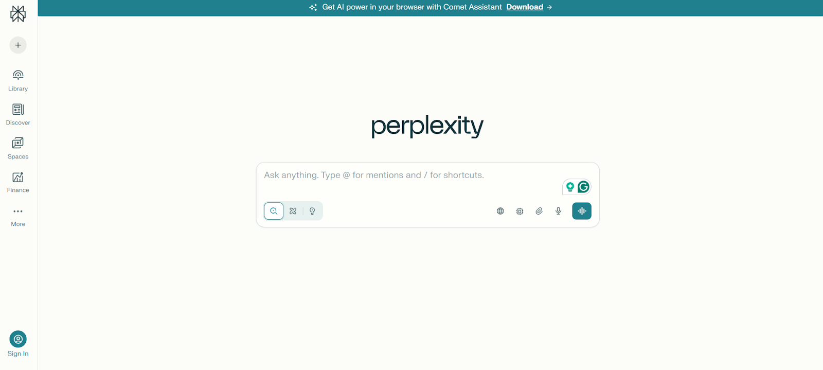 perplexity ai homepage