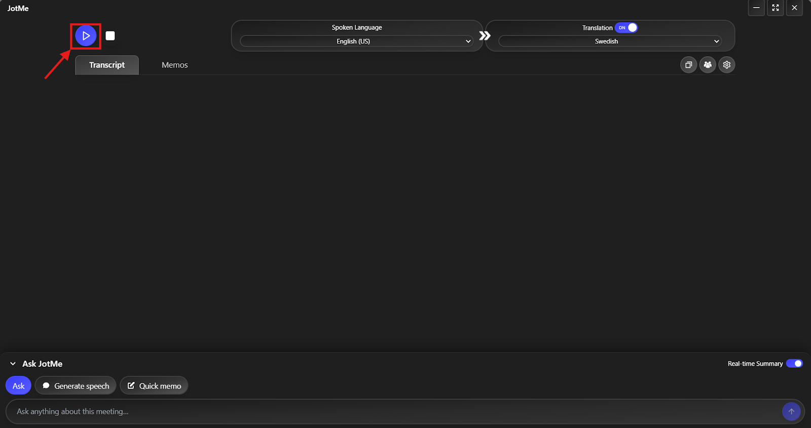 start live translation on jotme