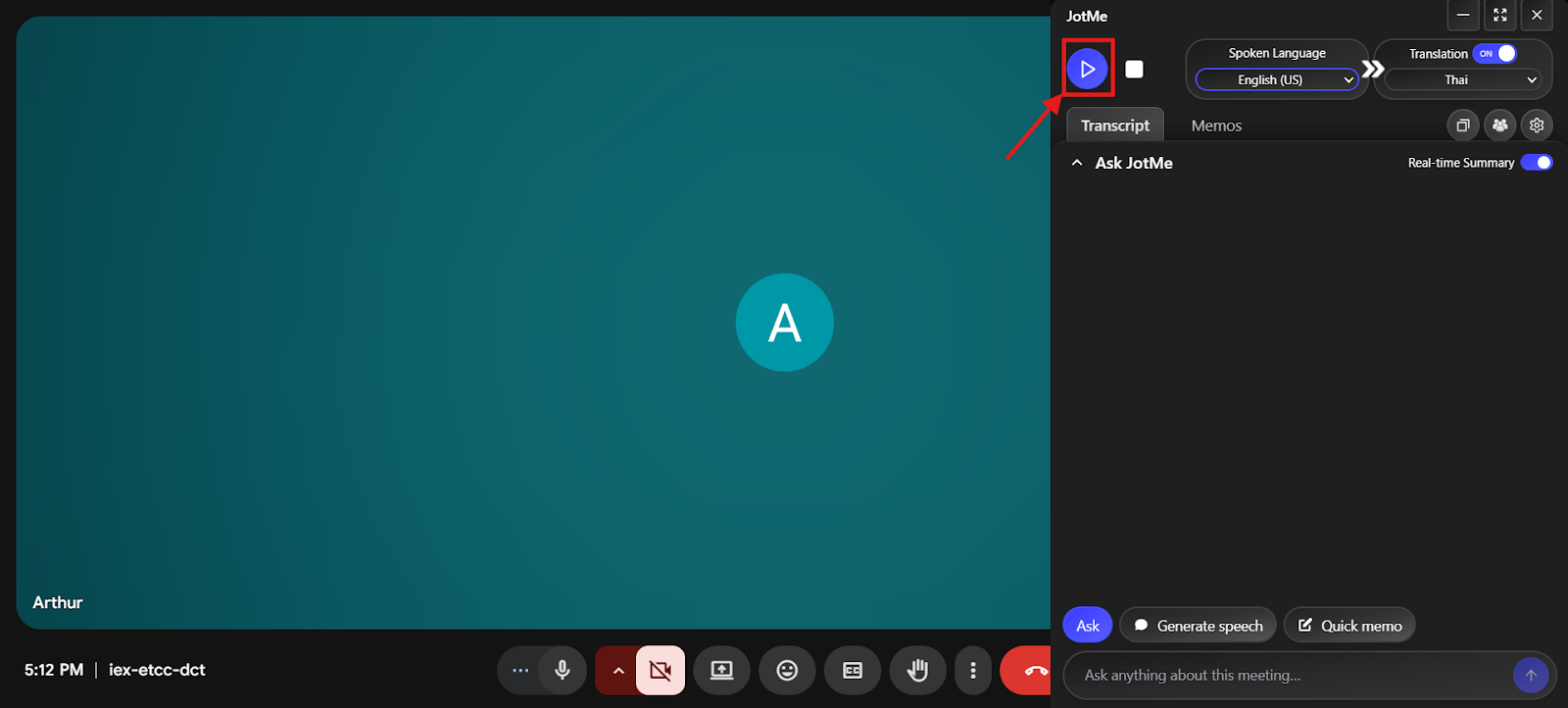 jotme start live translation
