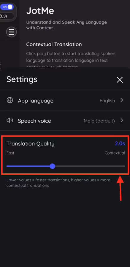 jotme set translation quality