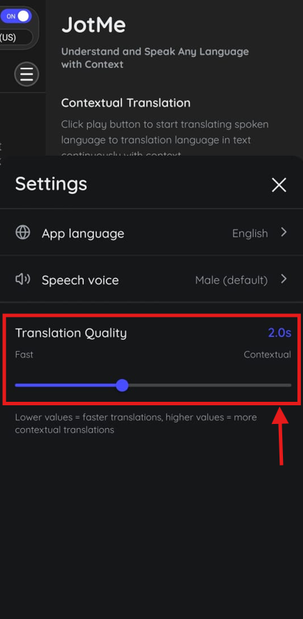jotme set translation quality