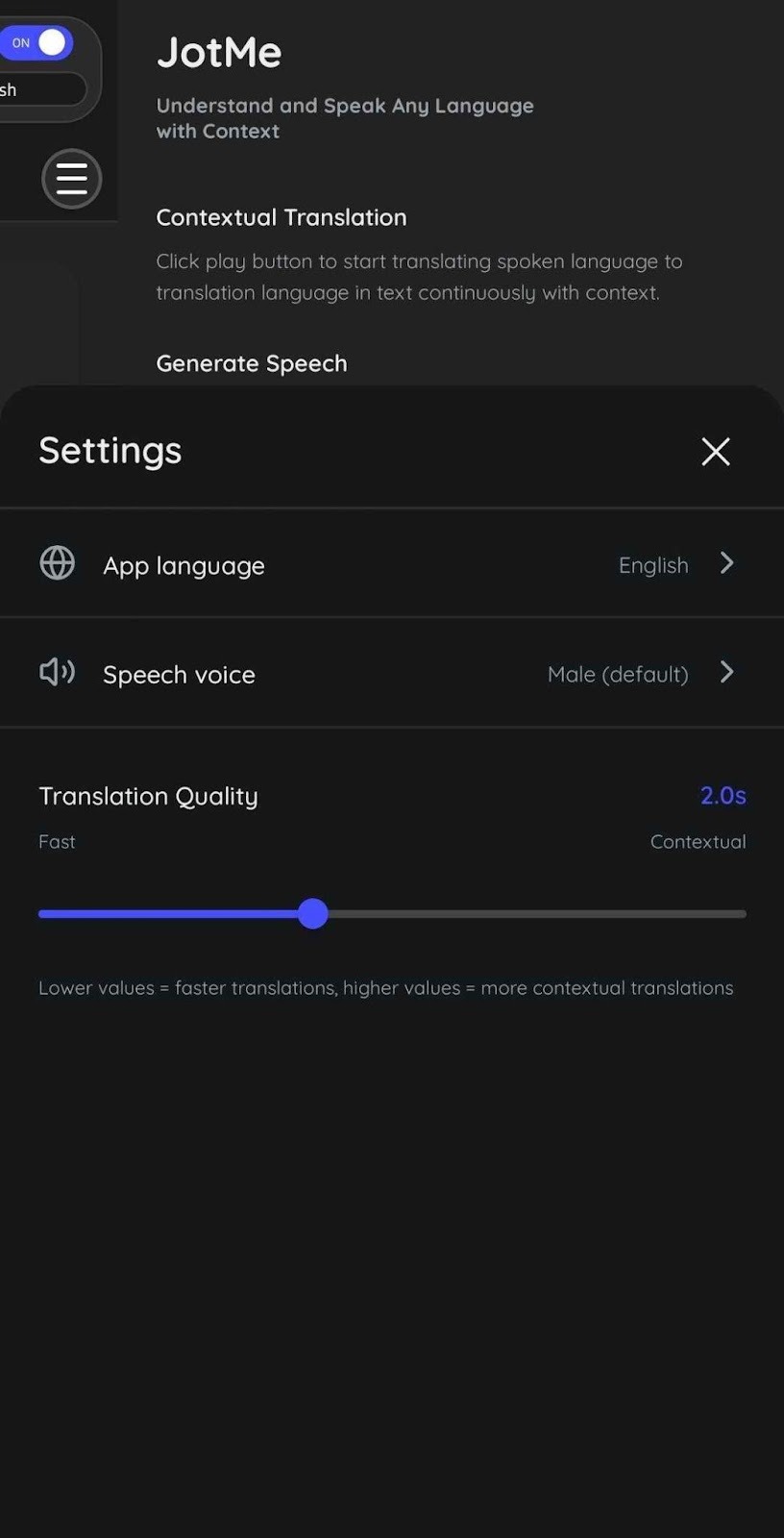 jotme adjust translation accuracy