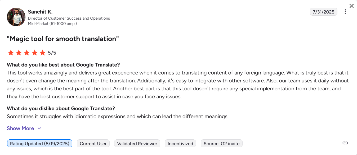 google translate review