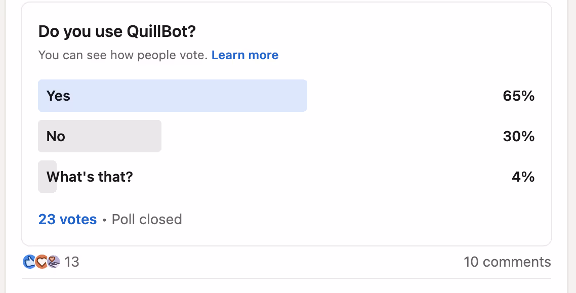 quillbot linkedin survey