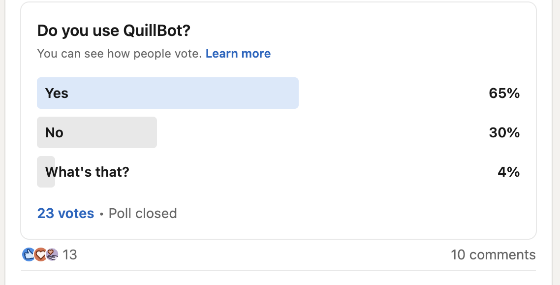 quillbot linkedin survey