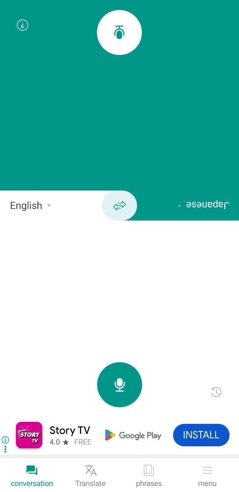 talking translator tap mic button