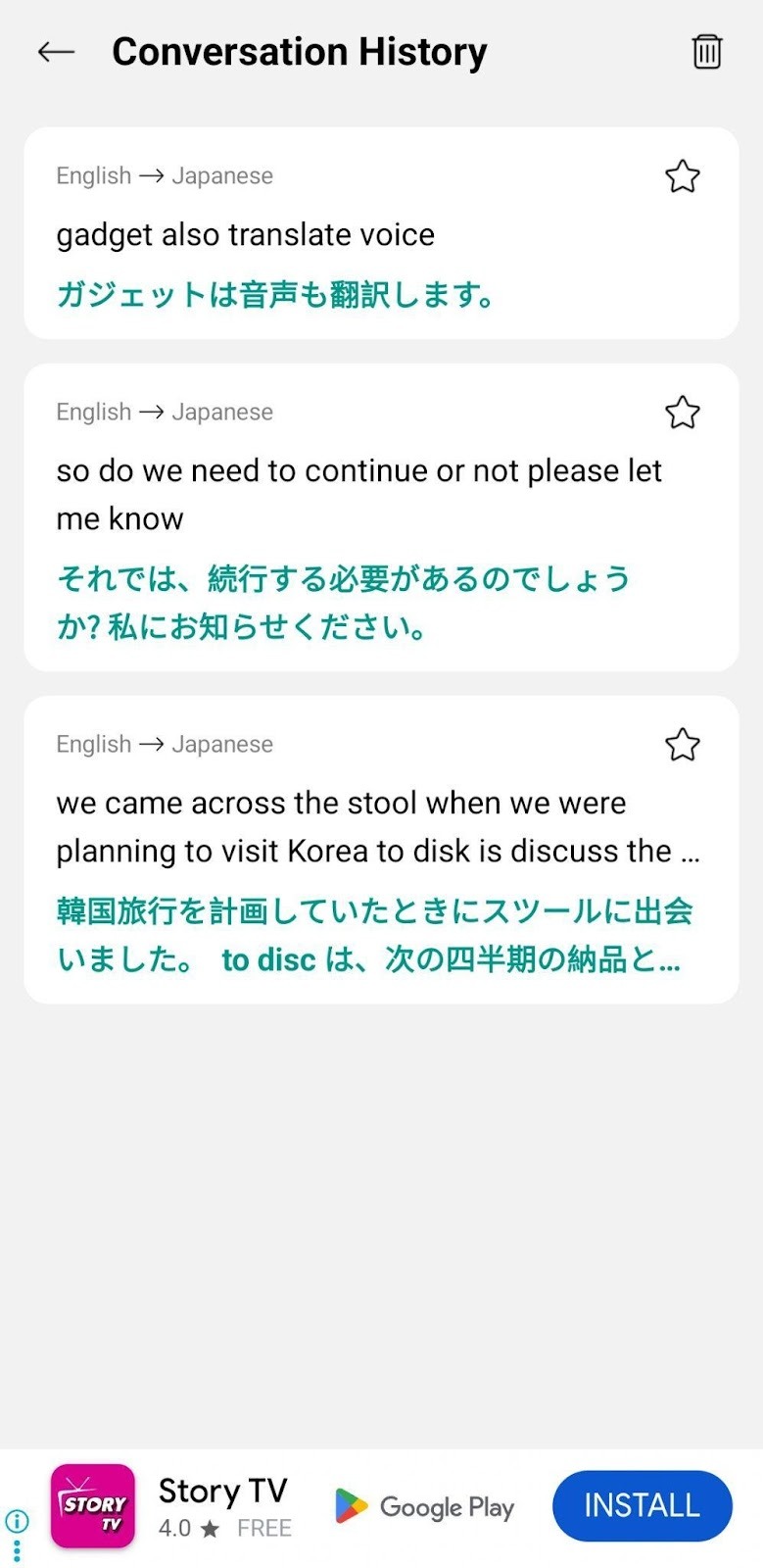 talking translator conversation histor