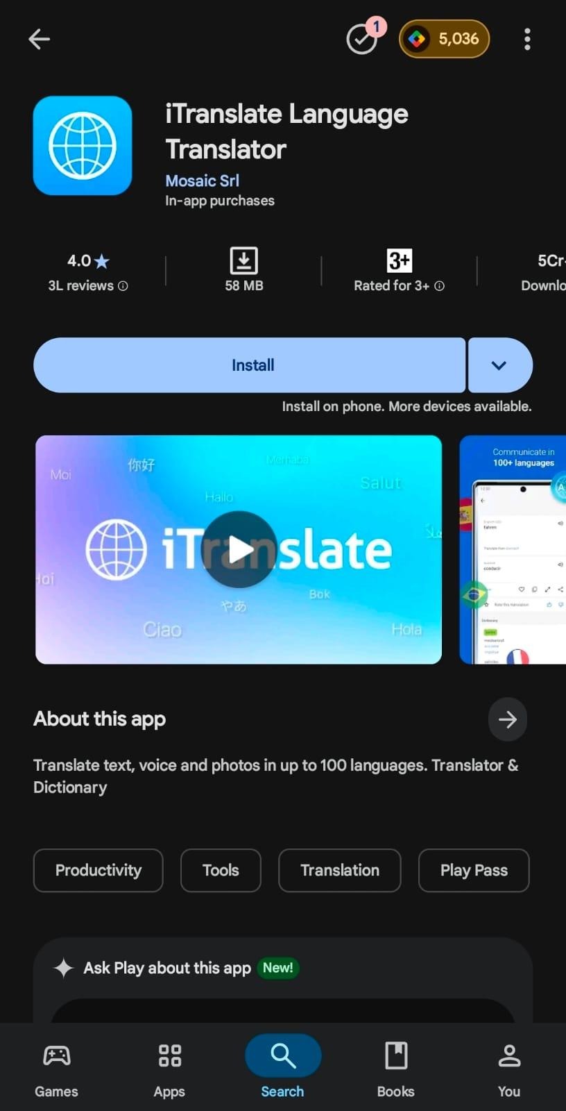 itranslate homepage