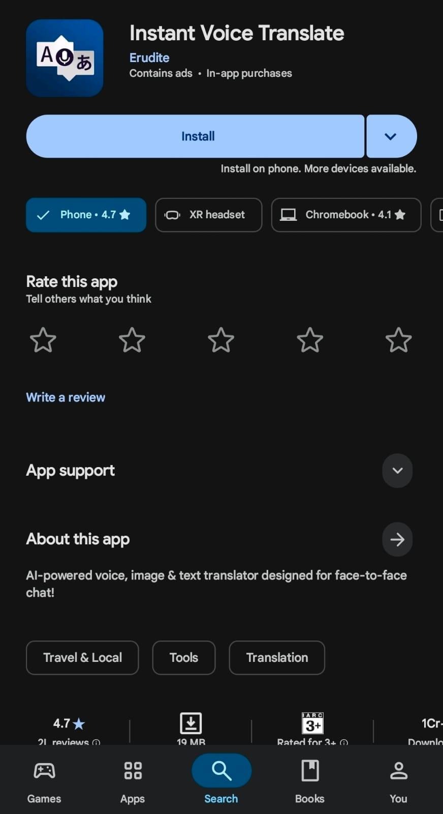 instant voice translate app store