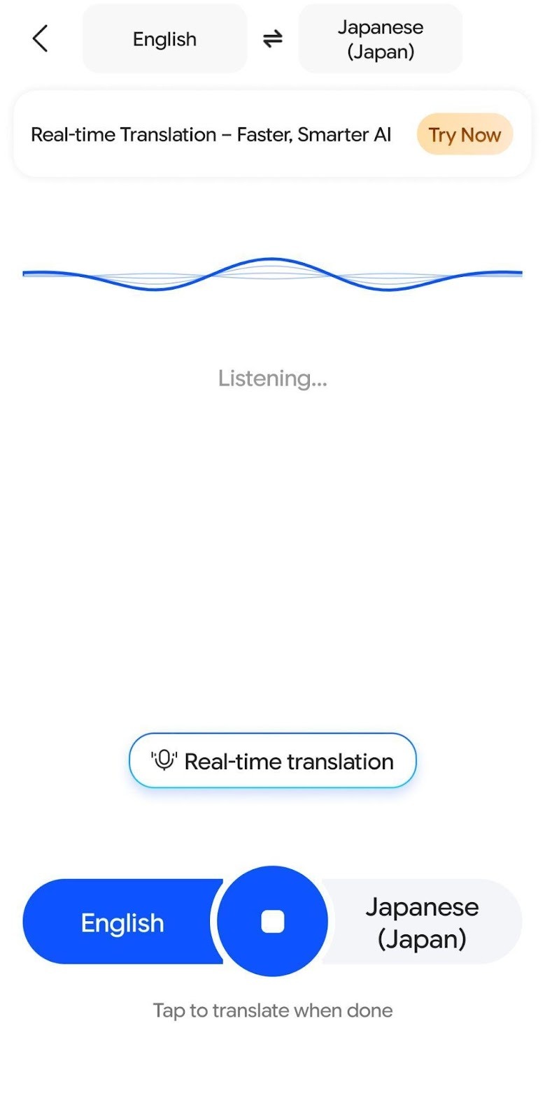  live translator tapping mic button