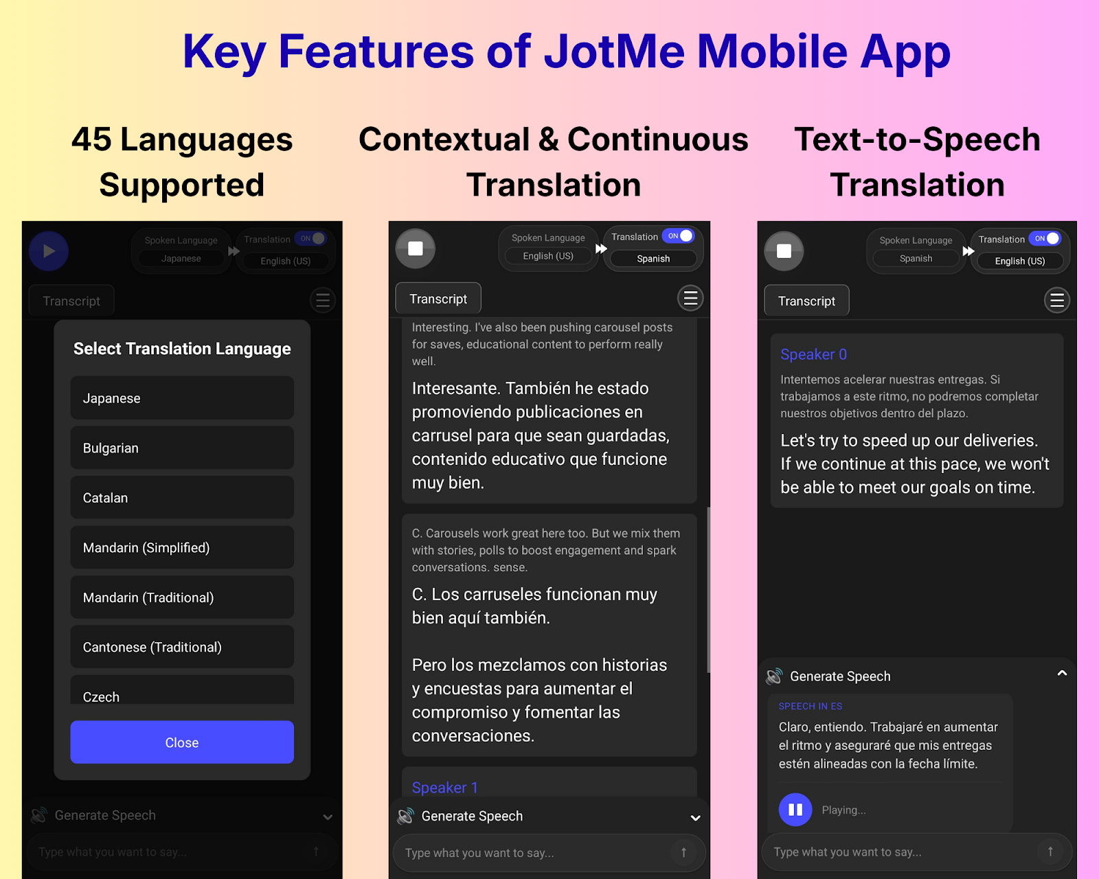jotme mobile key features