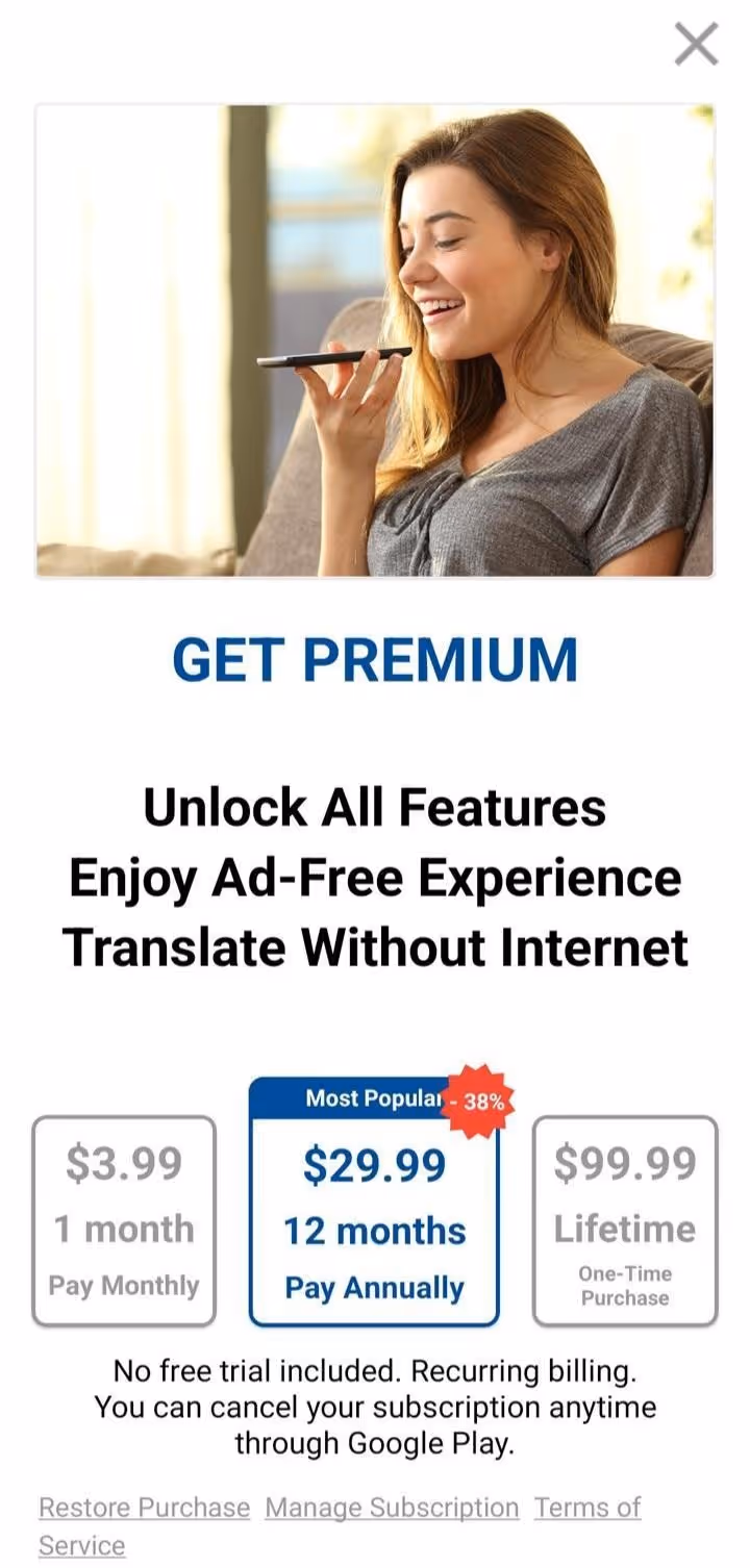 instant voice translate pricing plans