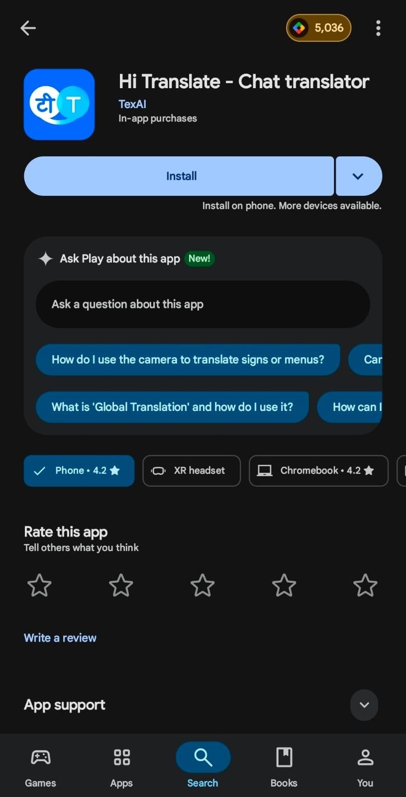 hi translate chat translator app page