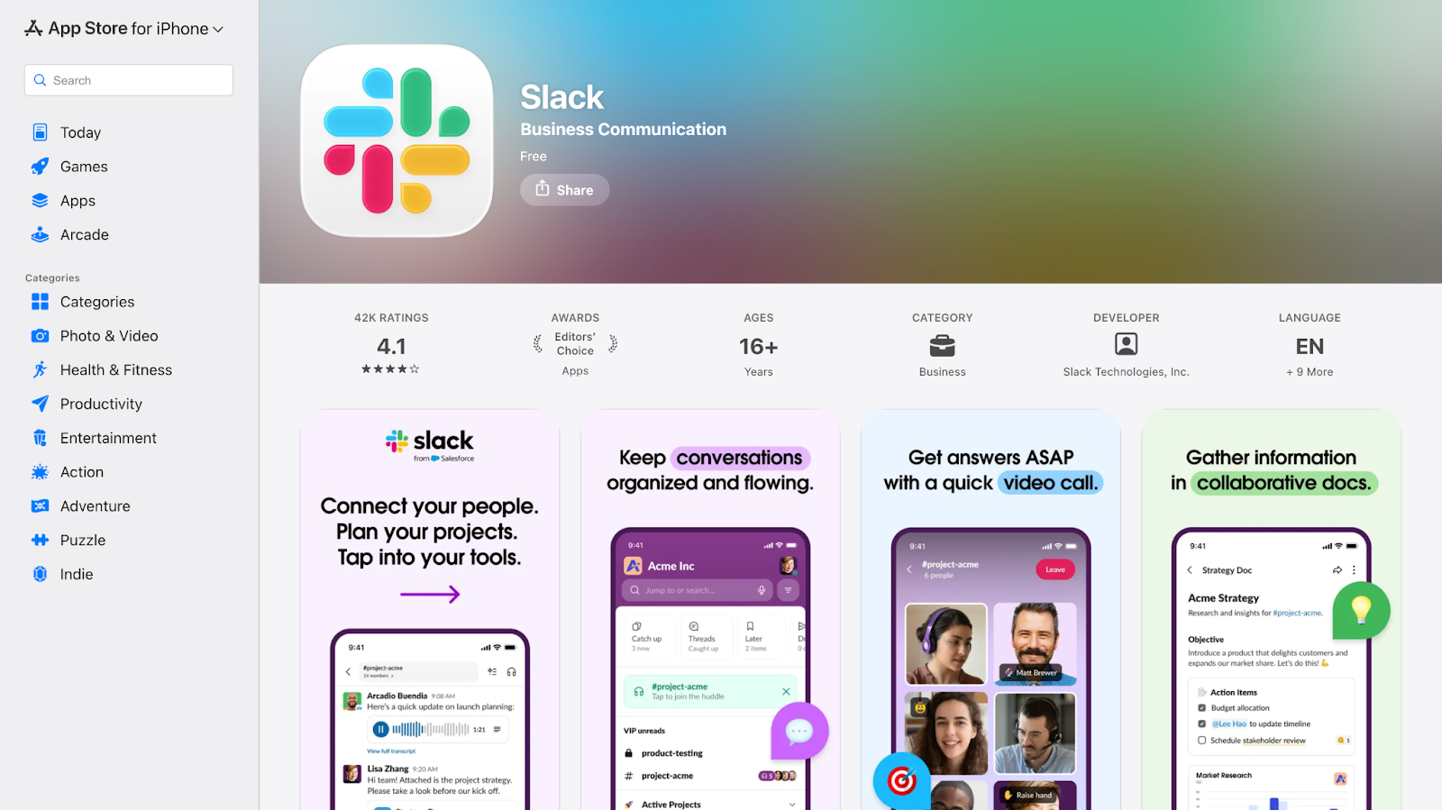 slack homepage