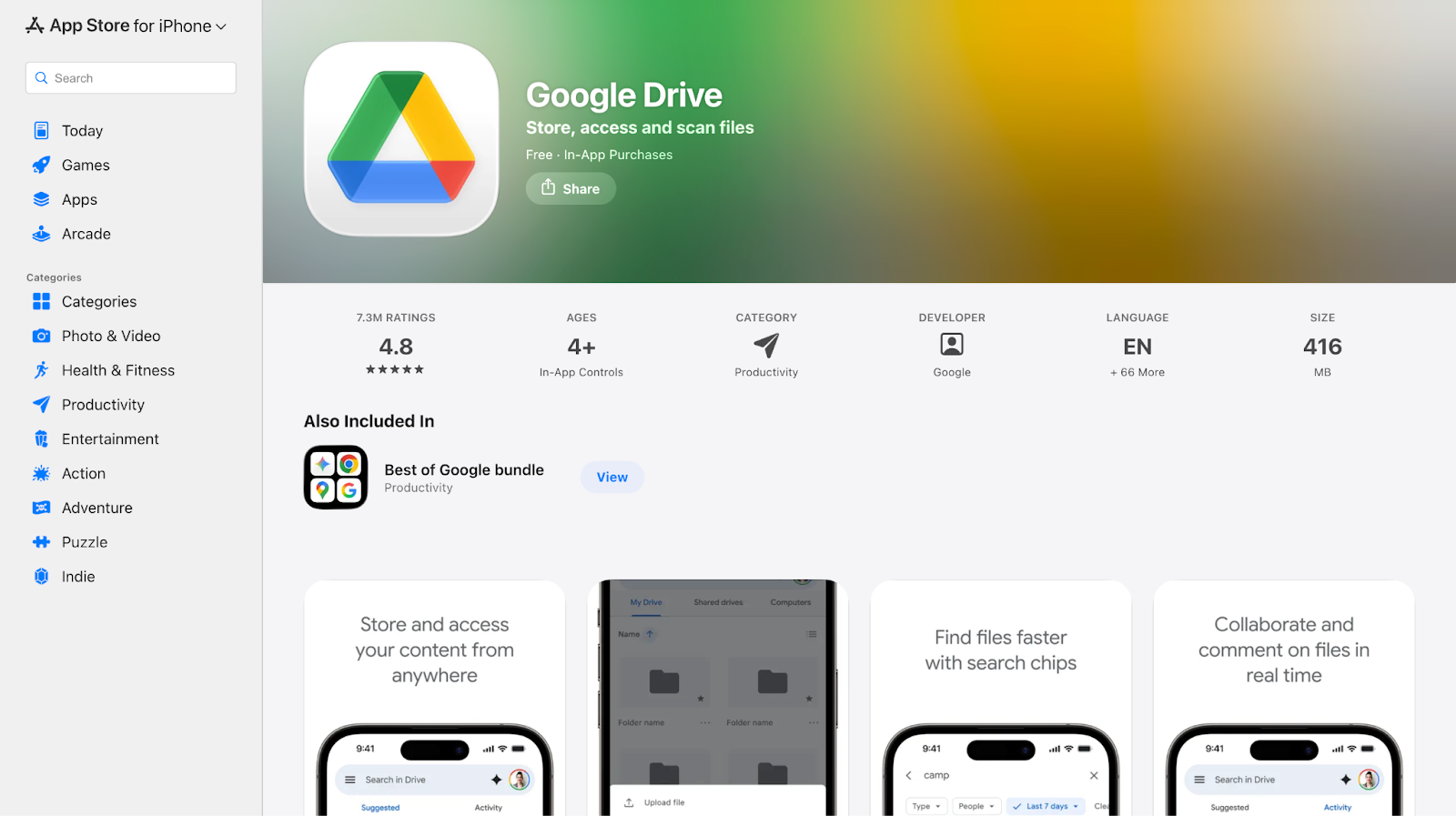 google drive homepage