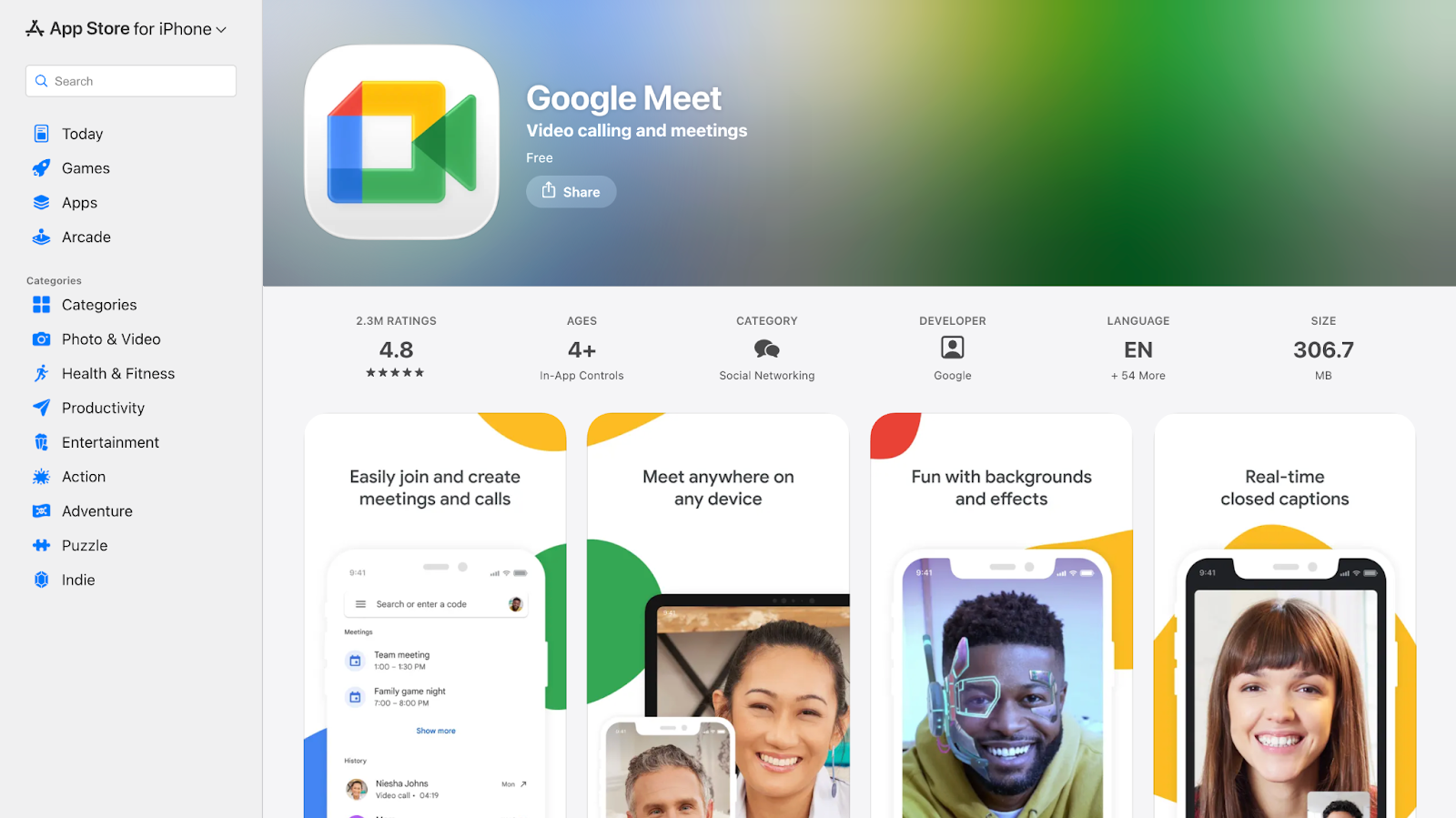 google meet homepage