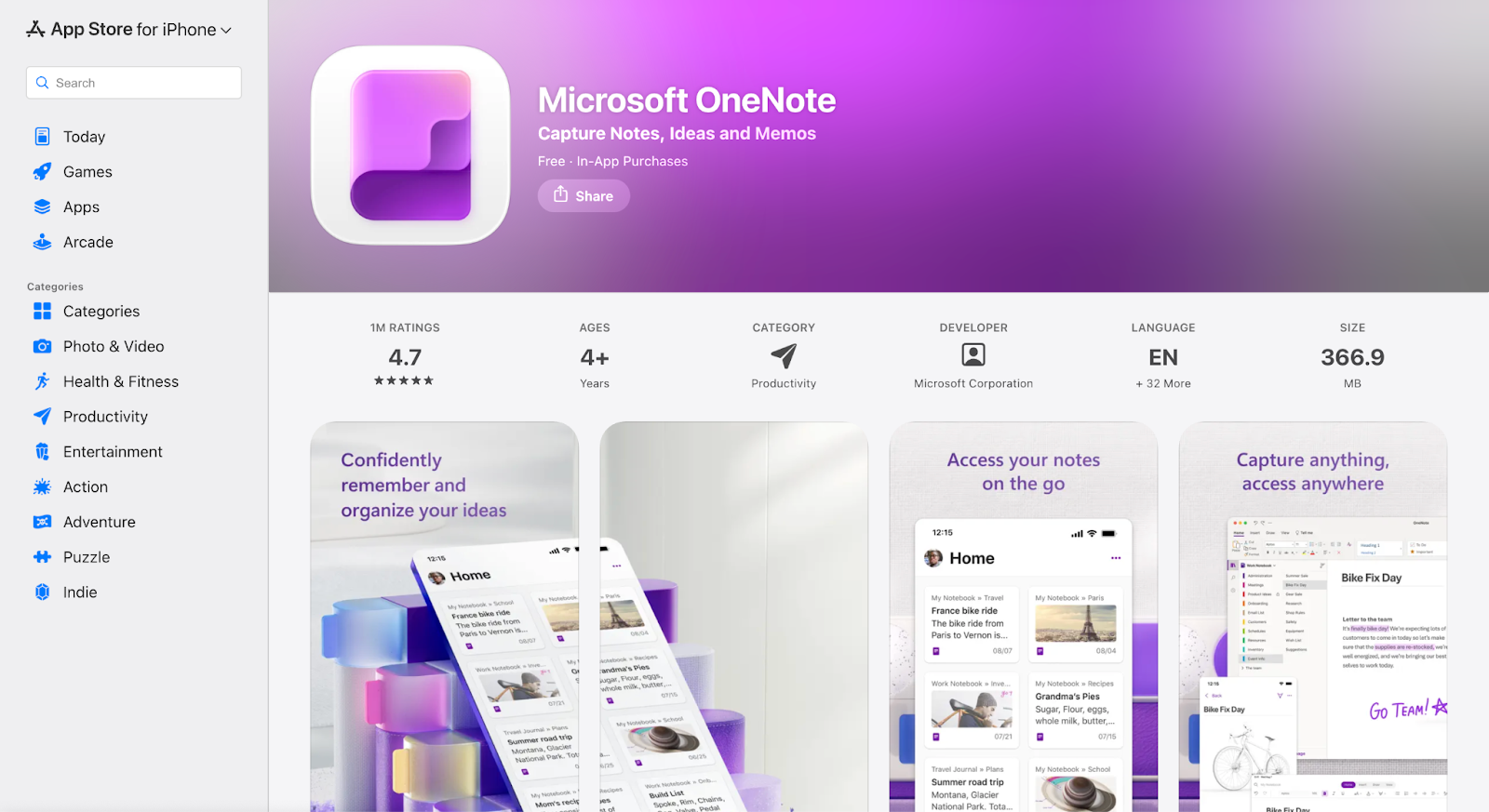 microsoft onenote homepage