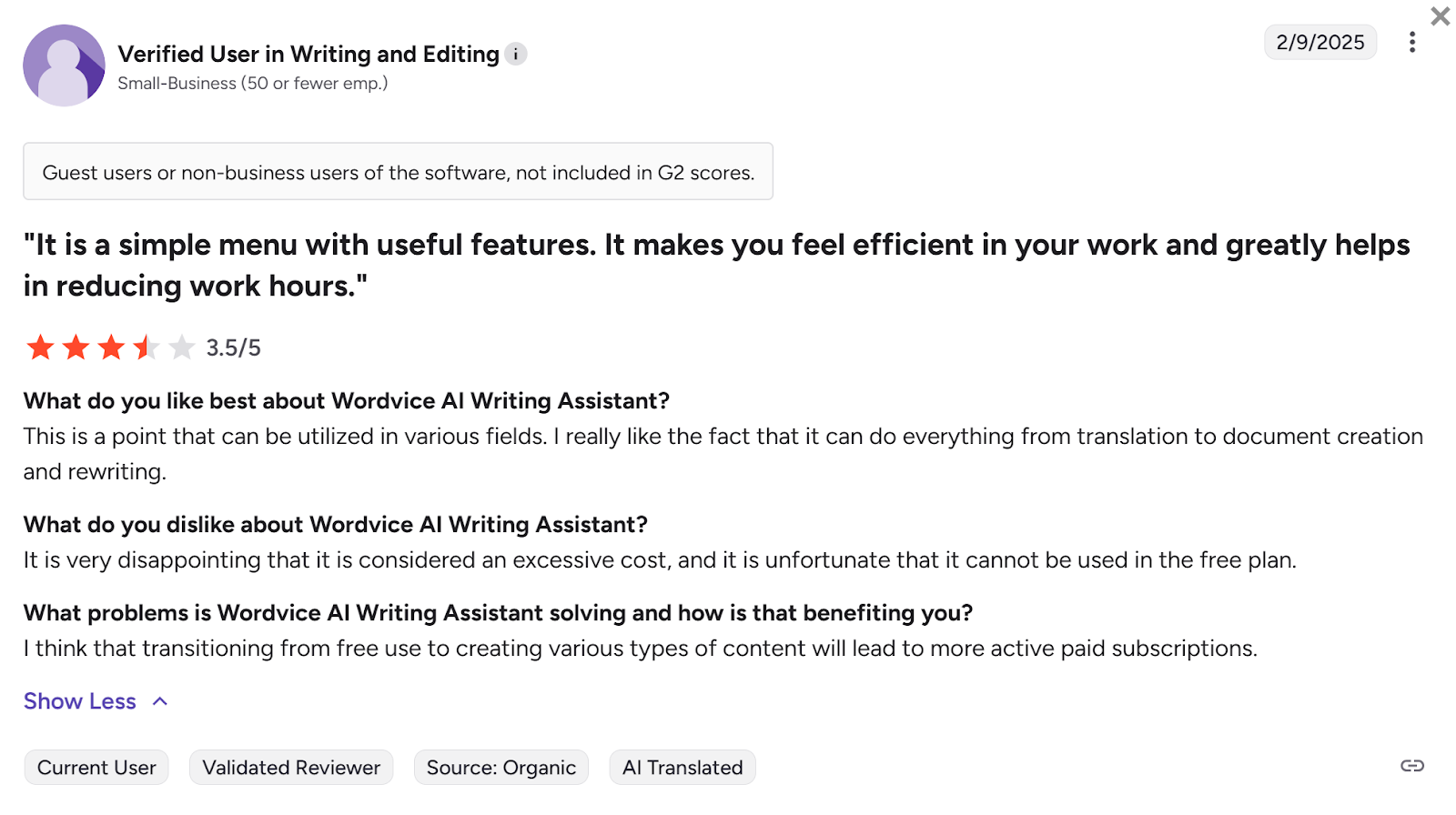 wordvice ai g2 review