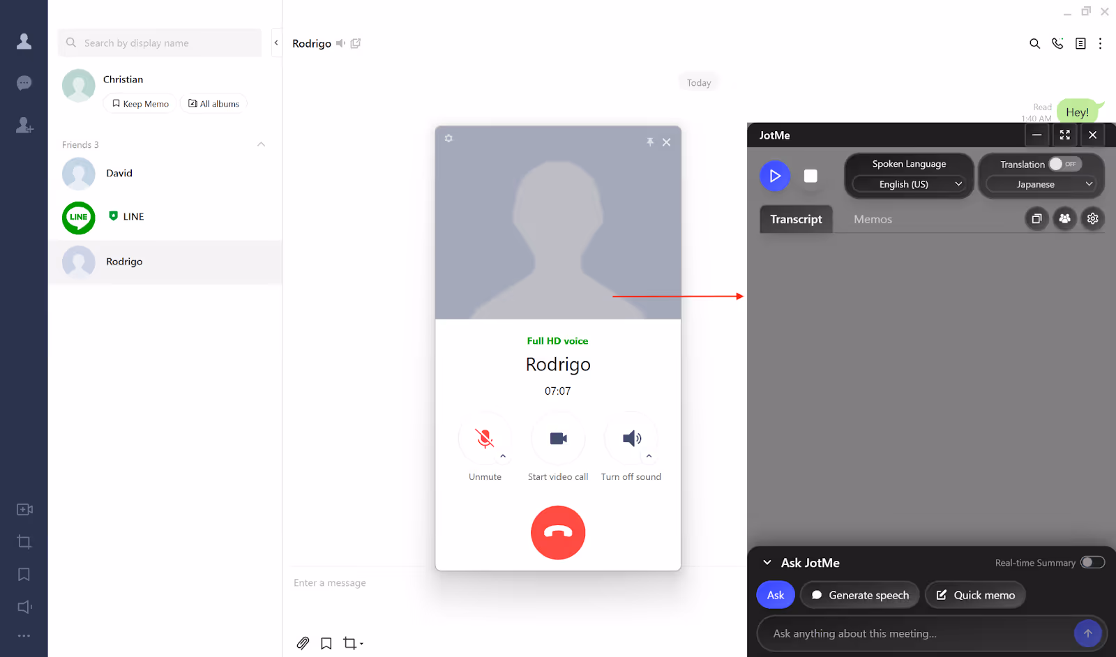 jotme window in line call
