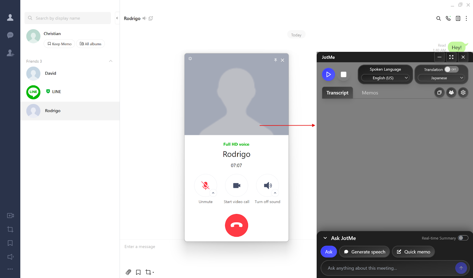 jotme window in line call