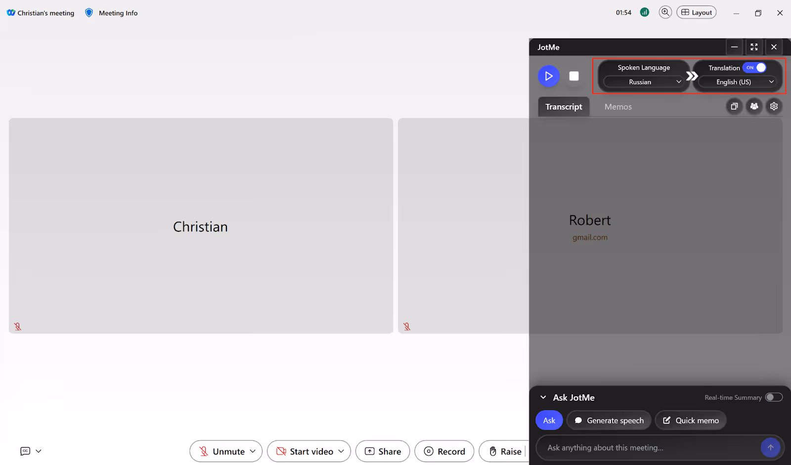 jotme language setting