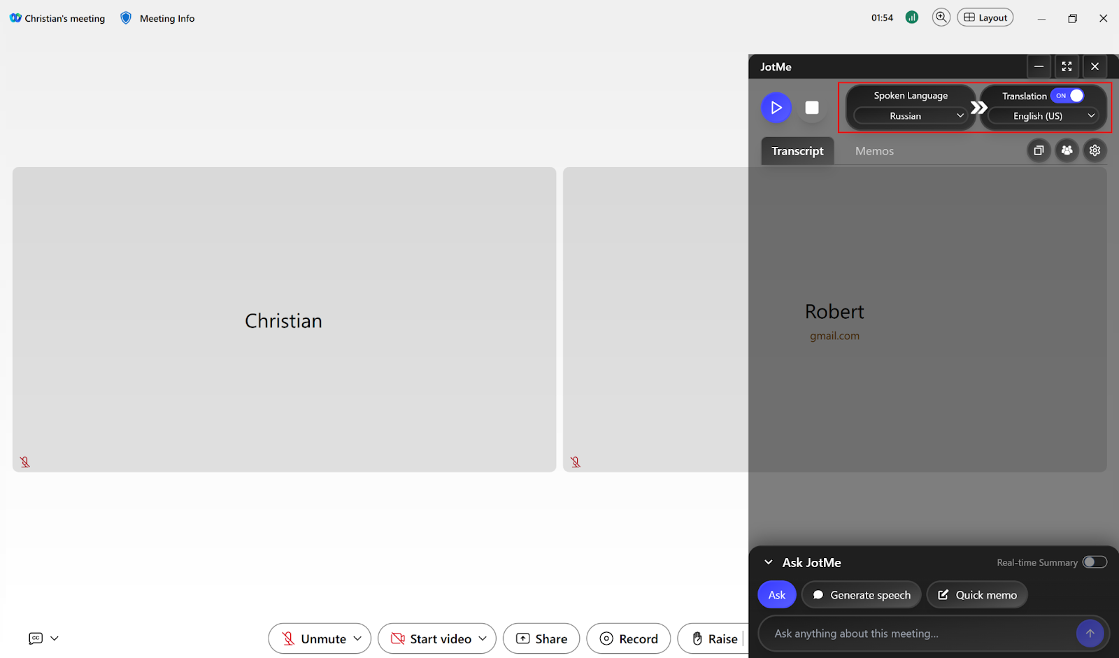 jotme language setting