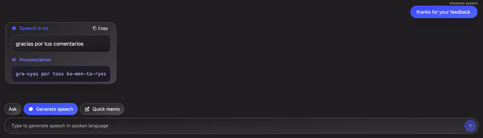 jotme generate speech feature