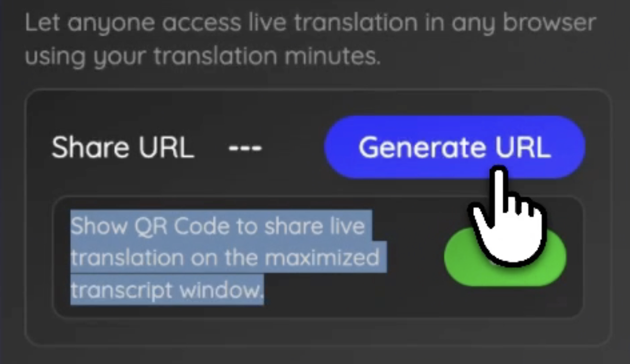 jotme share live translation with a qr code