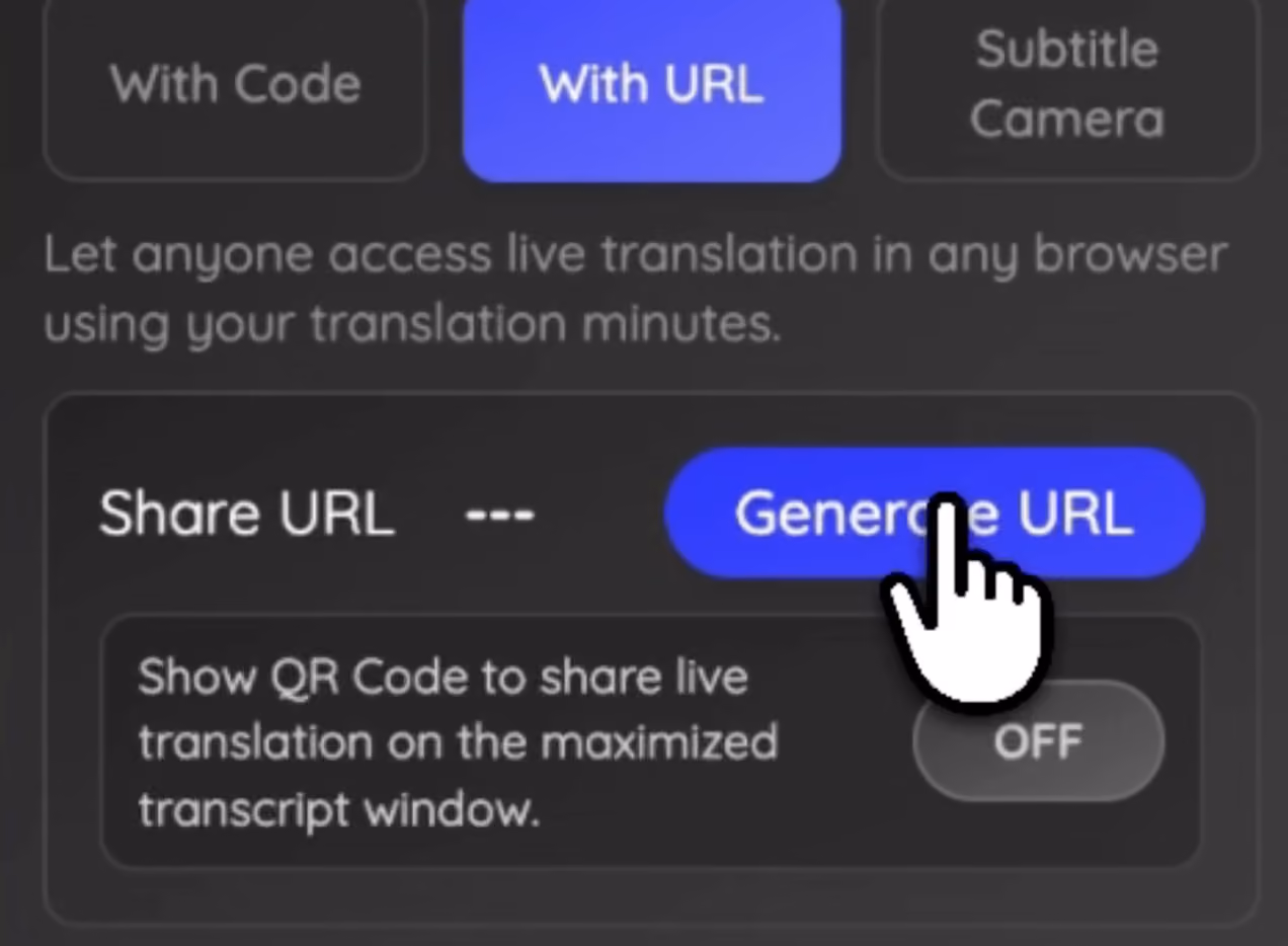 jotme share live translation with a url
