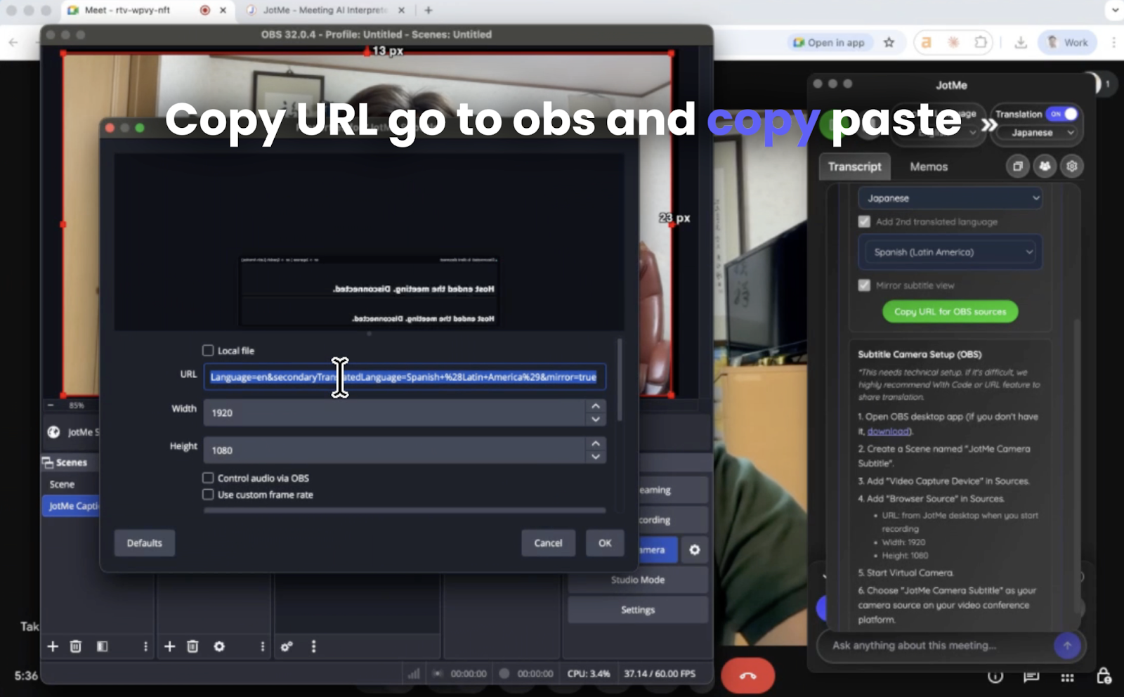 jotme share live translation through web camera