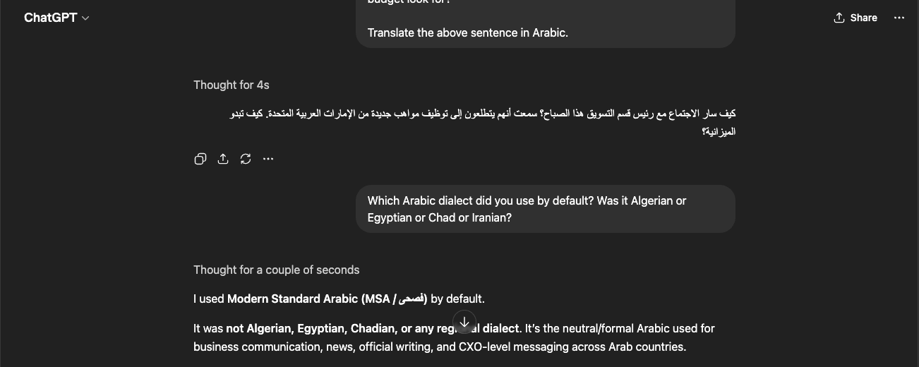 best arabic translator chatgpt translation testing