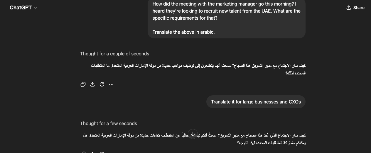 best arabic translator chatgpt translation