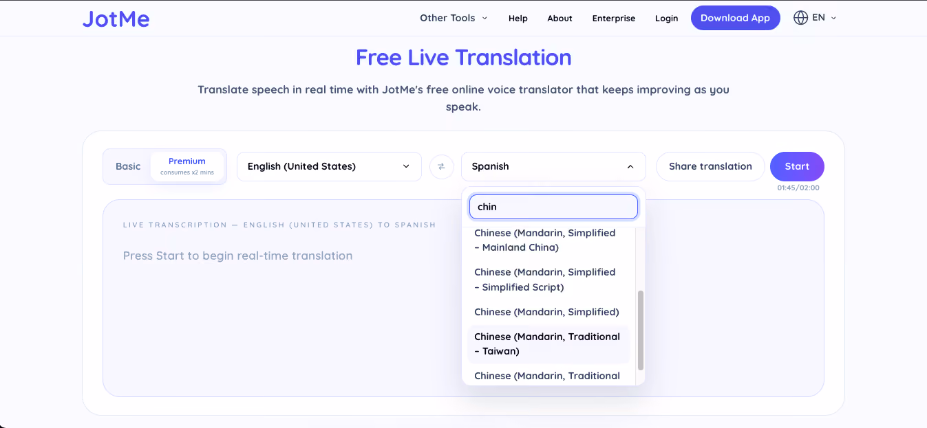 jotme free translation app languages