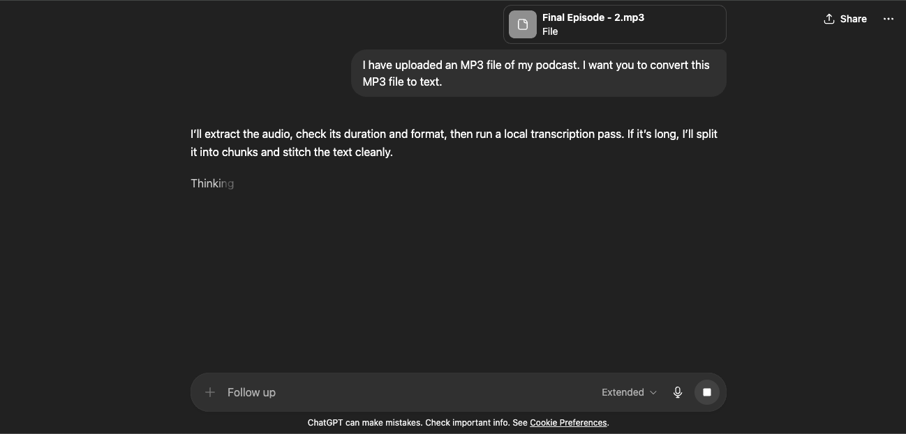 chatgpt for audio to text converter