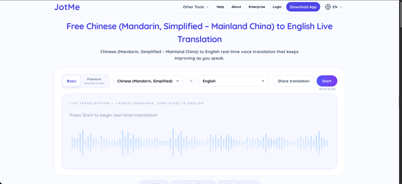 Jotme live translation for chinese to englsih