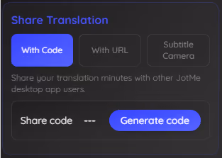3. Partagez le lien, le QR code ou les sous-titres