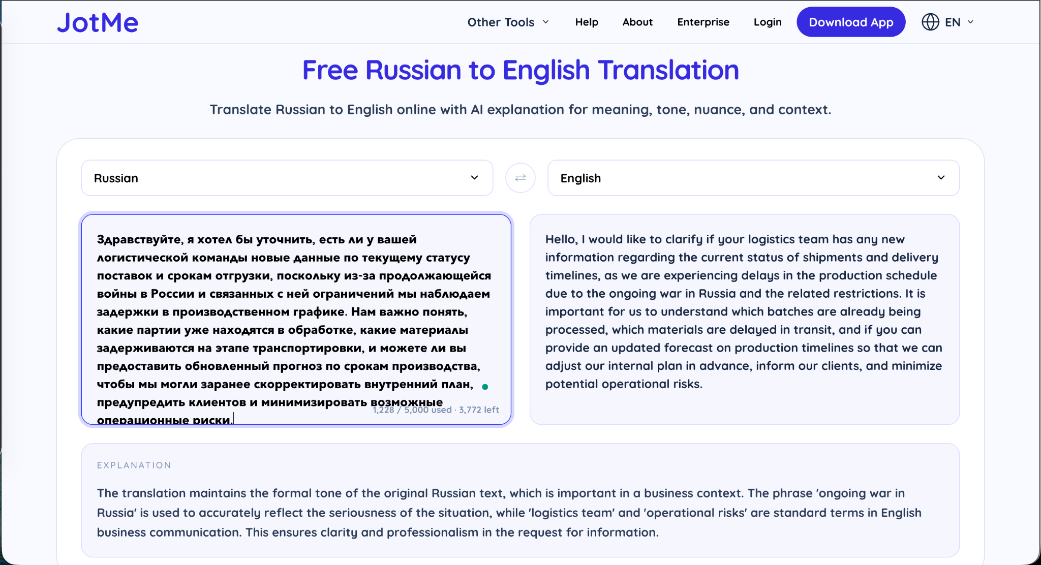 jotme free russian to english text translation