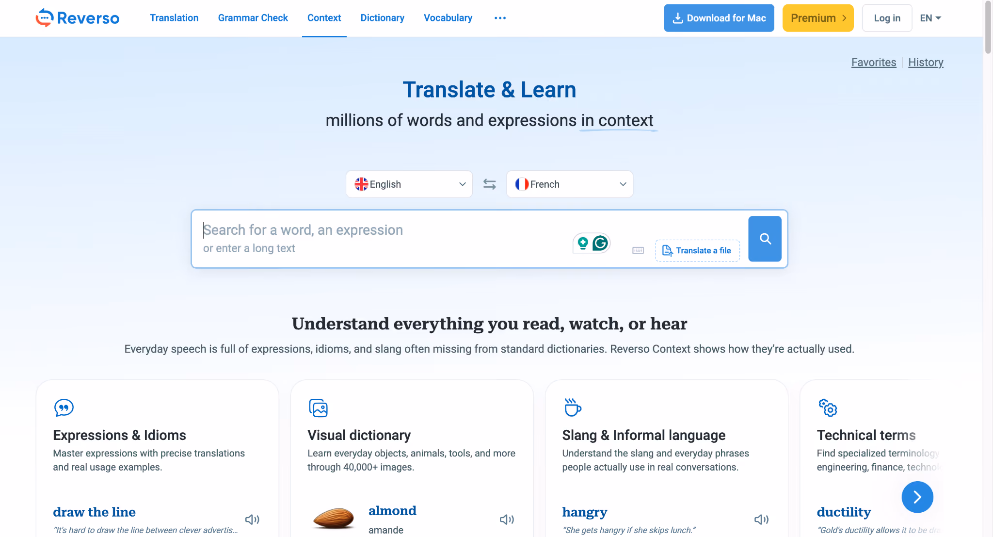 reverso context homepage