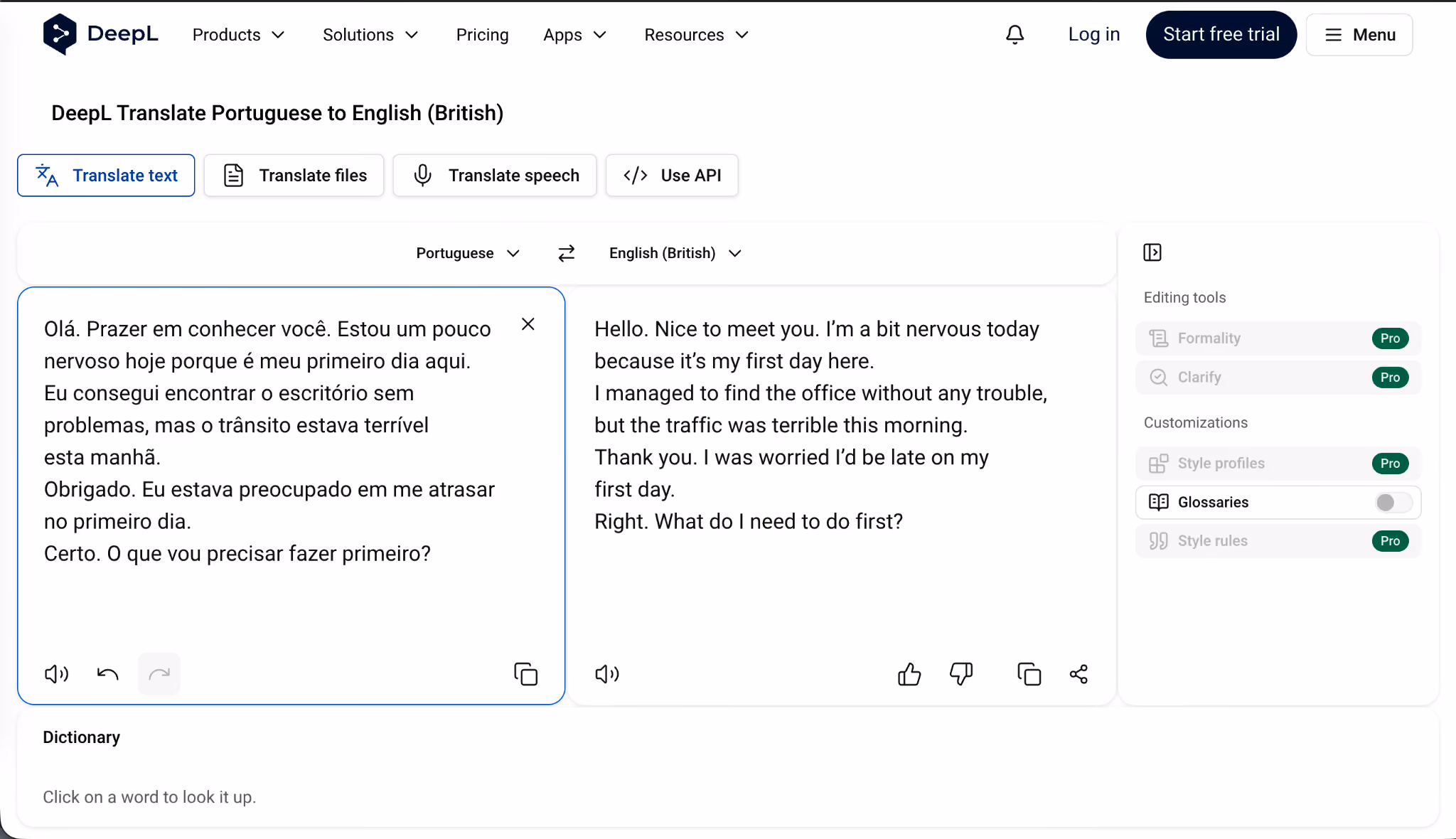 deepl portuguese to english translation