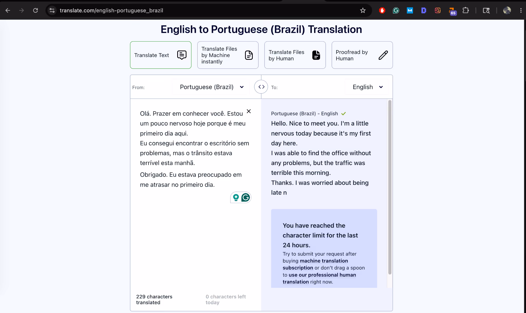translate portuguese to english translation
